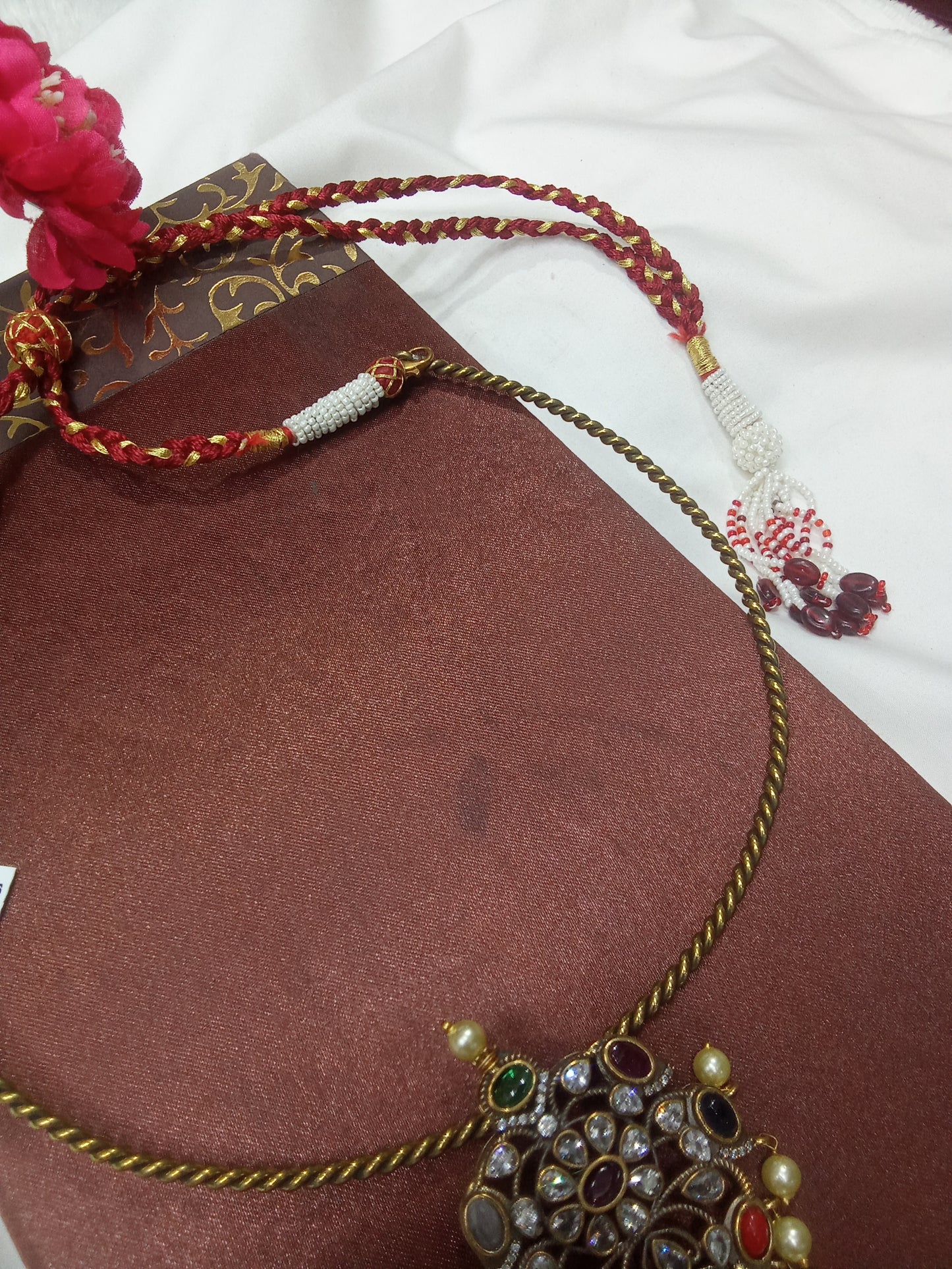Antique Finish Multistone Statement Necklace-SHNC12