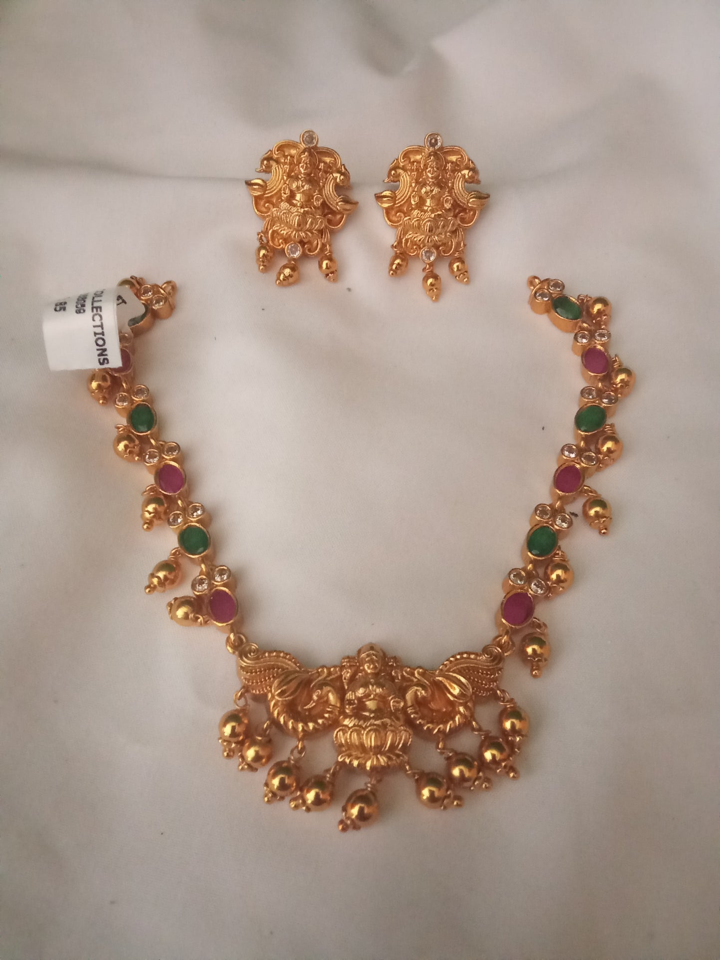 Lakshmi Coin Haram with Ruby-Green Stones-SHNC07