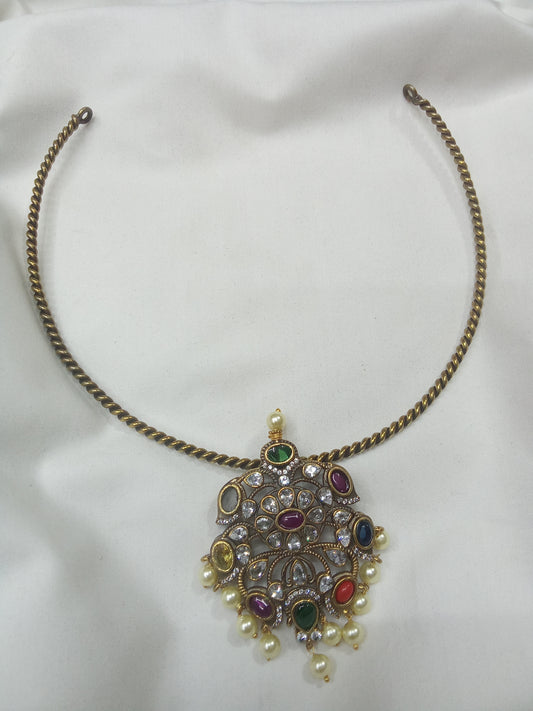 Antique Finish Multistone Statement Necklace-SHNC12