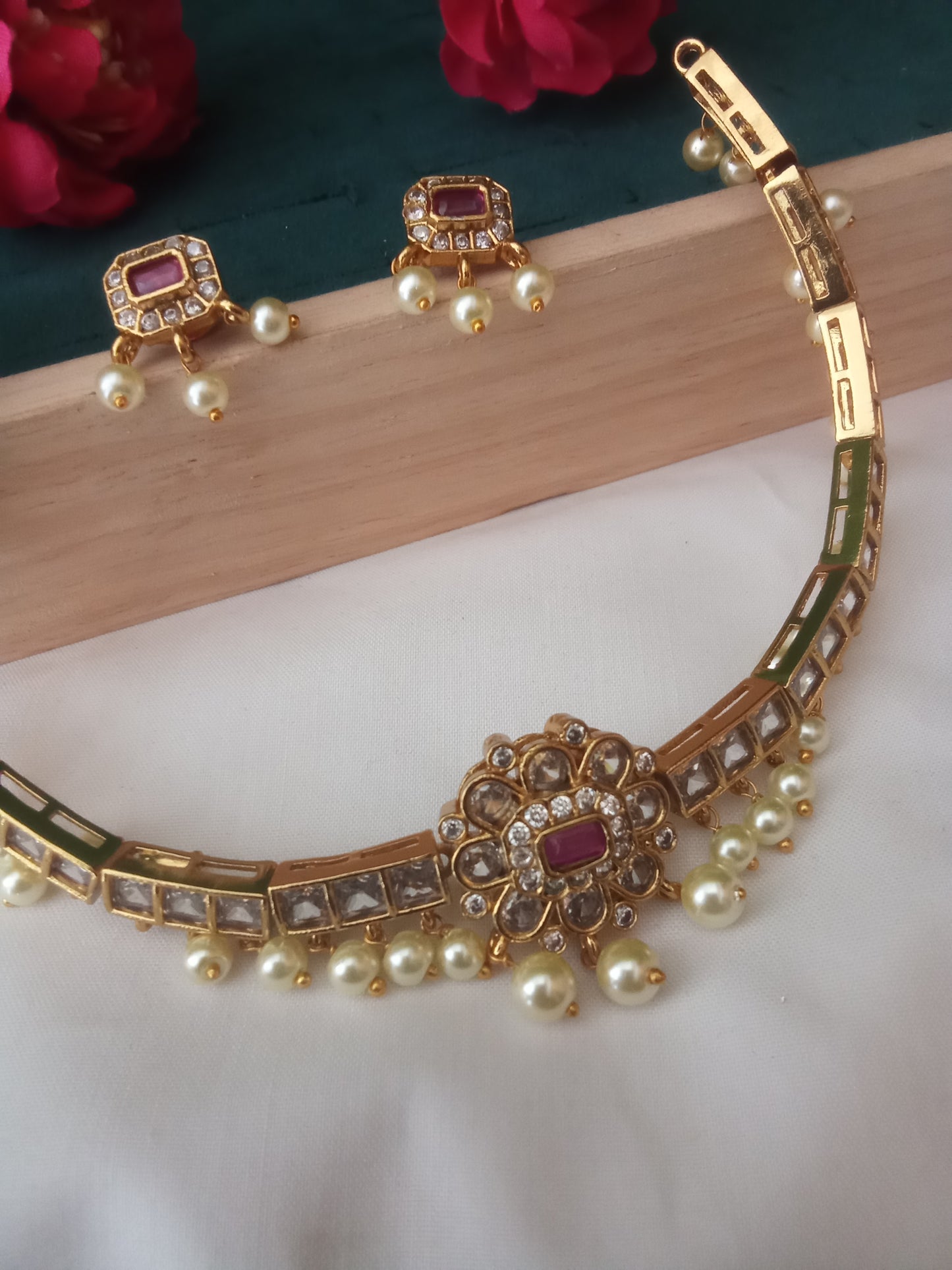 Classic Kundan Pearl Necklace Set-SHNC10