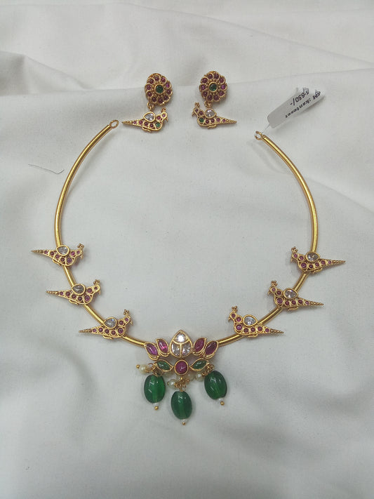 Peacock Design Choker Necklace Set-SHNC13