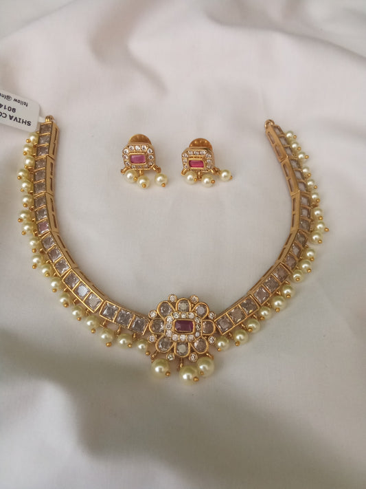Classic Kundan Pearl Necklace Set-SHNC10