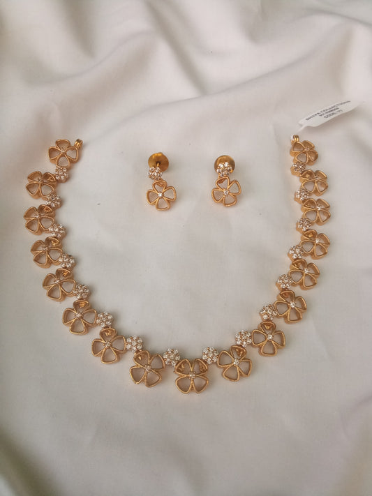 Floral Gold Plated Necklace Set-SHNC09
