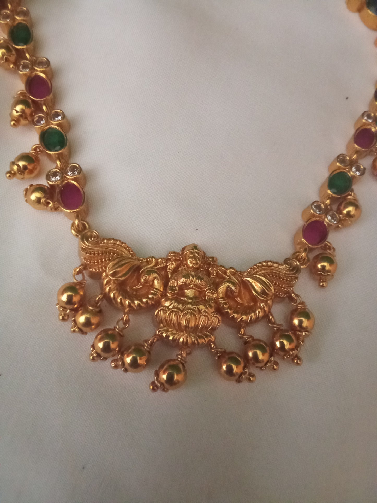 Lakshmi Coin Haram with Ruby-Green Stones-SHNC07