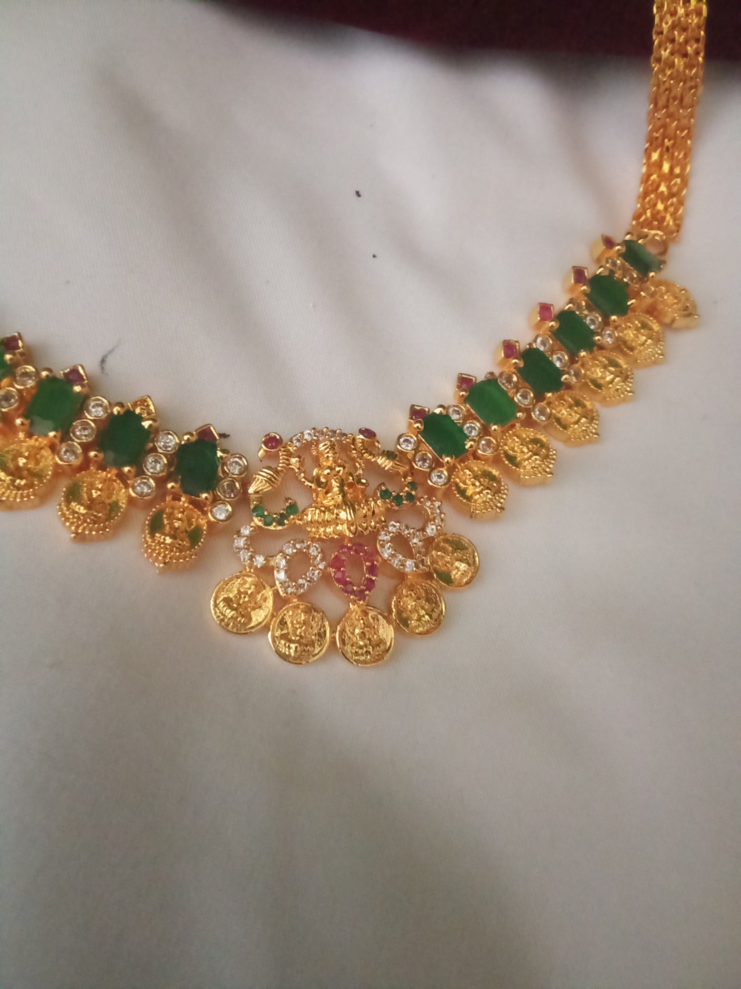Grand Green stone Temple Necklace Set-SHNC06